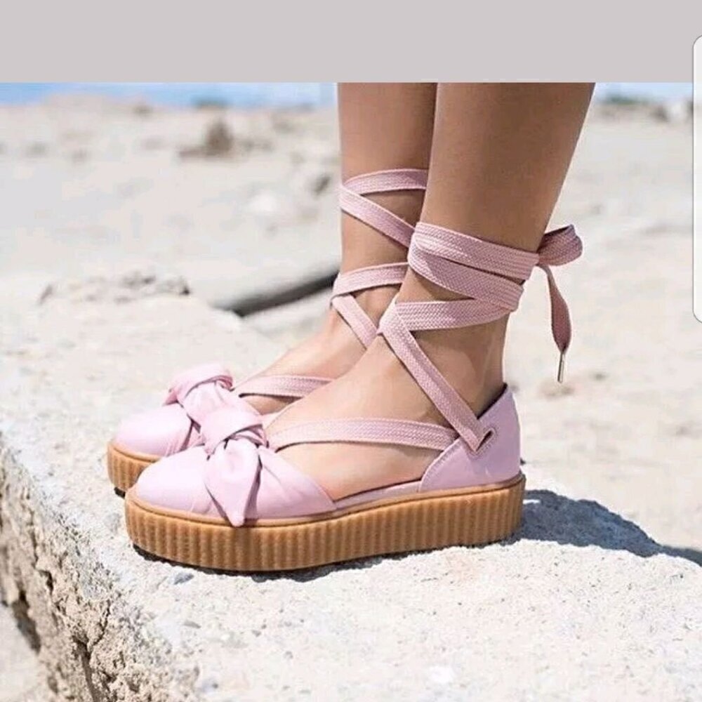 Puma x Fenty Rihanna bow creeper leather lace up Sandals